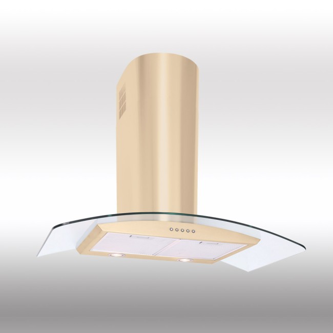 80cm Curved Glass Cooker Hood - Cream